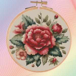 Vintage Peonies cross stitch pattern PDF, cross stitch pattern flowers, cross stitch pattern Peony, vintage cross stitch