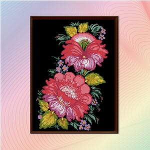 Ukrainian folk cross stitch pattern PDF, Petrykivka cross stitch pattern flowers, cross stitch pattern flower, vintage cross stitch