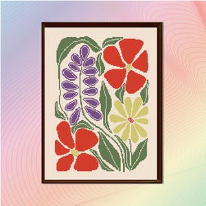 Modern floral Abstract cross stitch pattern PDF, Cross stitch pattern flowers, Modern Flowers, cross stitch pattern Abstract