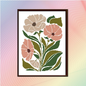 Modern floral Abstract cross stitch pattern PDF, Cross stitch pattern flowers, Modern Flowers, cross stitch pattern Abstract
