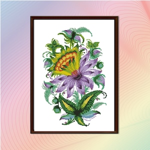 Ukrainian folk cross stitch pattern PDF, Petrykivka cross stitch pattern flowers, cross stitch pattern flower, vintage cross stitch