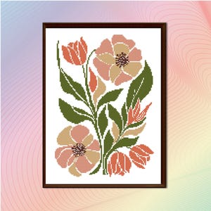 Modern floral Abstract cross stitch pattern PDF, Cross stitch pattern flowers, Modern Flowers, cross stitch pattern Abstract