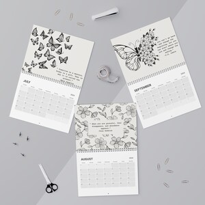 ¡Calendario de citas motivacionales 2024! / imprimible/ planificador mensual 2024 / Paisaje / Inicio Domingo & Lunes / Letra 10.8 x 8.4