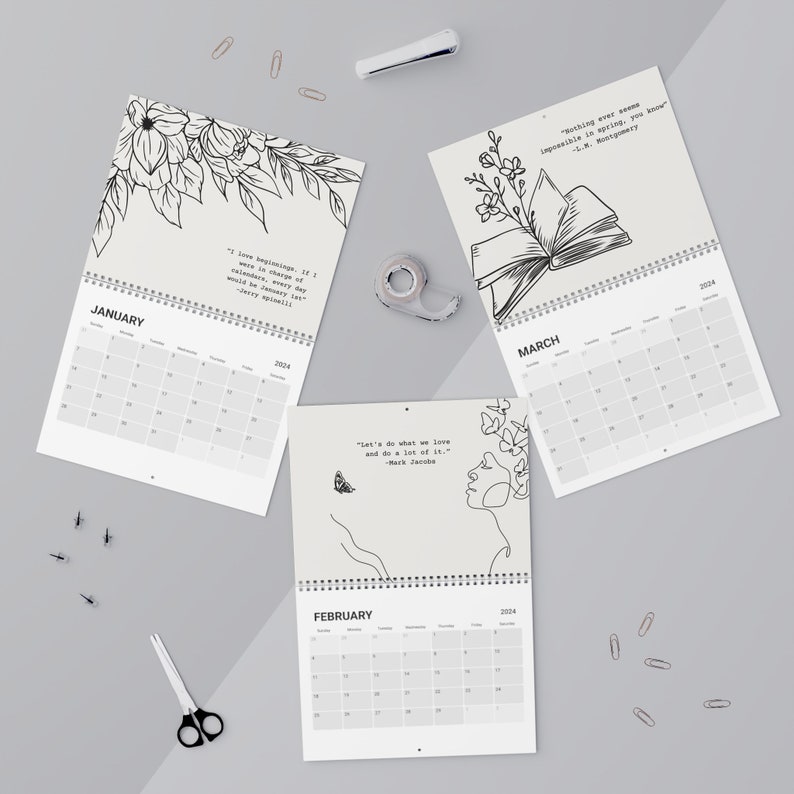 2024 Motivational Quote Calendar Printable Monthly Planner 2024