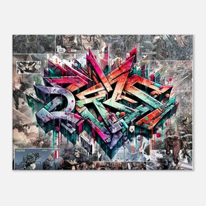 Multicolored - Graffiti Comic Book Canvas - Comic Book Wall Art - Graffiti Wall Art - Comic Book Wall Decor - Graffiti Prints