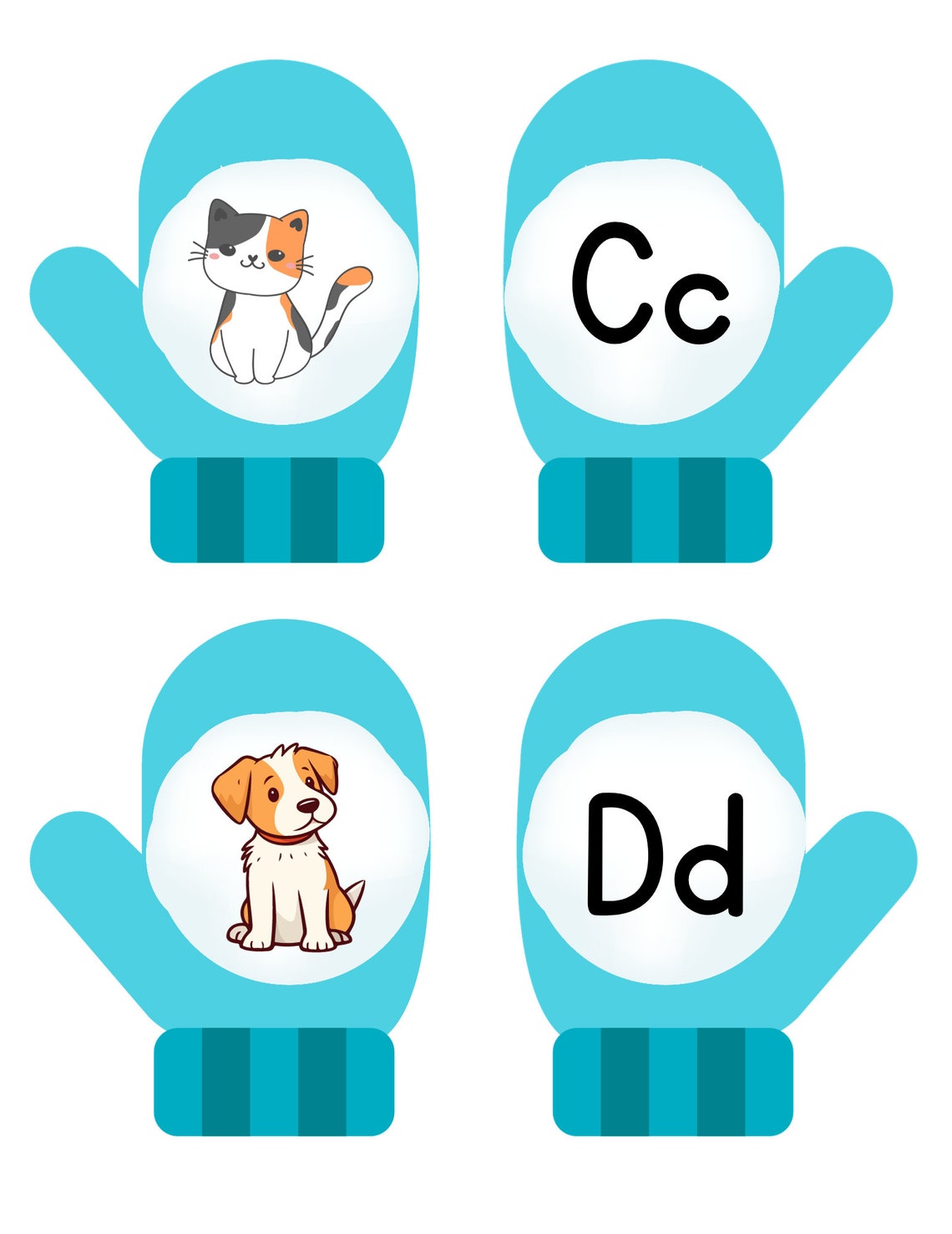 Mitten Match: Letter and Beginning Sound Matching Printable Winter ...