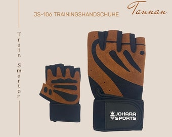JS-106 Leather Weight Lifting Gym Gloves, Bodybuilding, Fitness Training Gloves