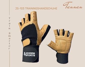 Guantes de cuero para levantamiento de pesas, culturismo y entrenamiento físico JS-103