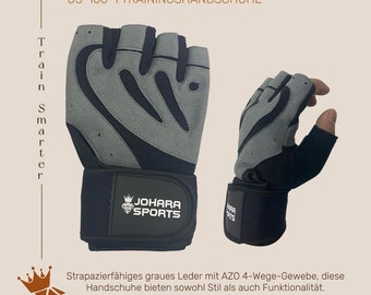 JS-106-1 Guanti da palestra per sollevamento pesi in pelle, bodybuilding, guanti da allenamento fitness