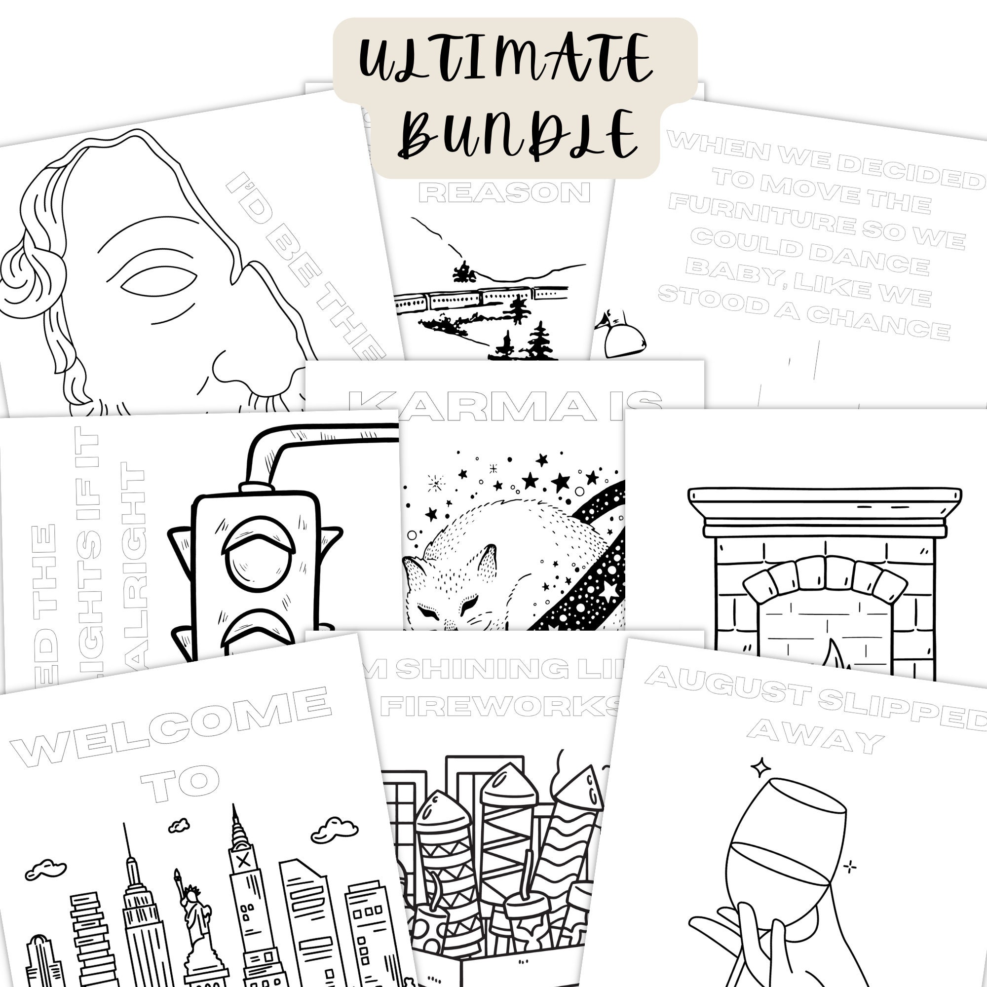 Taylor Swift Inspired Coloring Book, Activity Pages, Swiftie, Printable