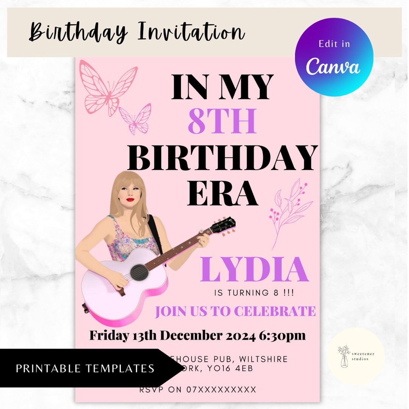 Printable Taylor Swift Birthday Party Invitation, Eras Birthday Party ...