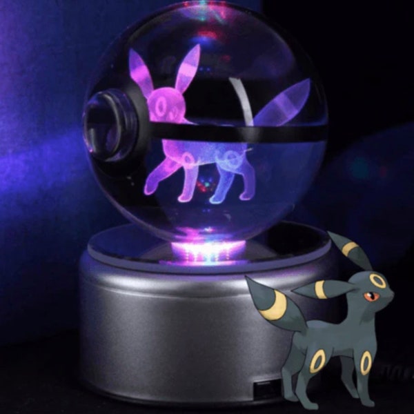 Umbreon Large Crystal Pokeball 3D Laser Engraving