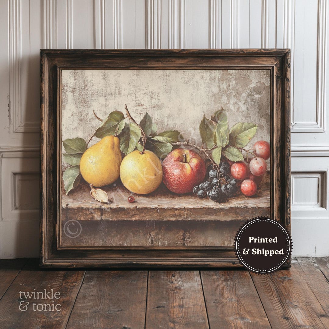 kitchen gallery wall art set of 6, vintage fruit... Fruit Kitchen Wall Art, Farmhouse Home Decor, Vintage Cottagecore ...