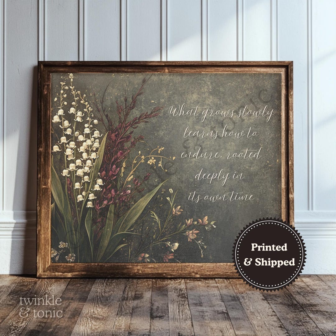 Vintage Lilies of the Valley Wall Art, Inspirational Quote Decor, Moody ...