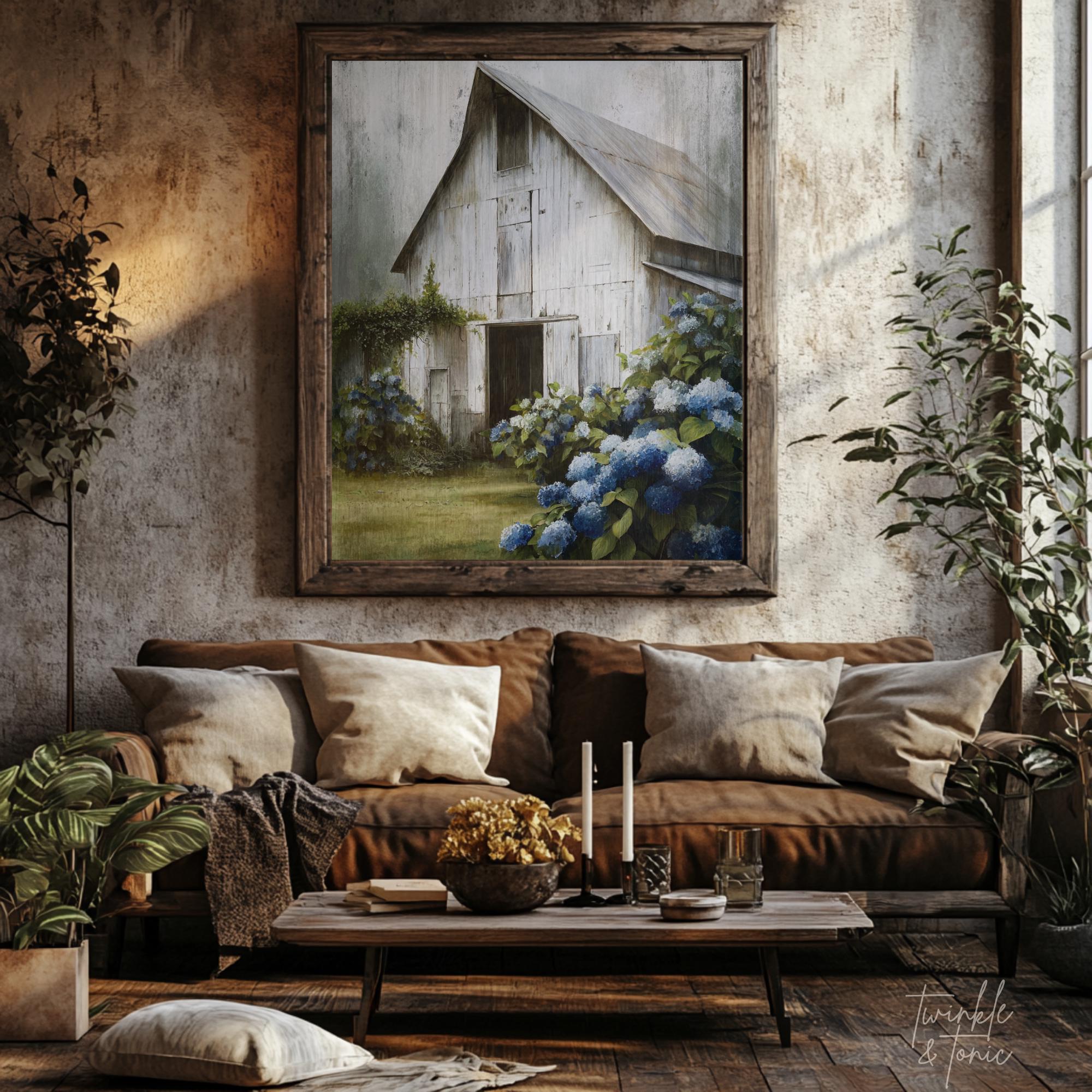 Vintage Barn Poster, Rustic Farmhouse Art, Dark Academia Painting ...