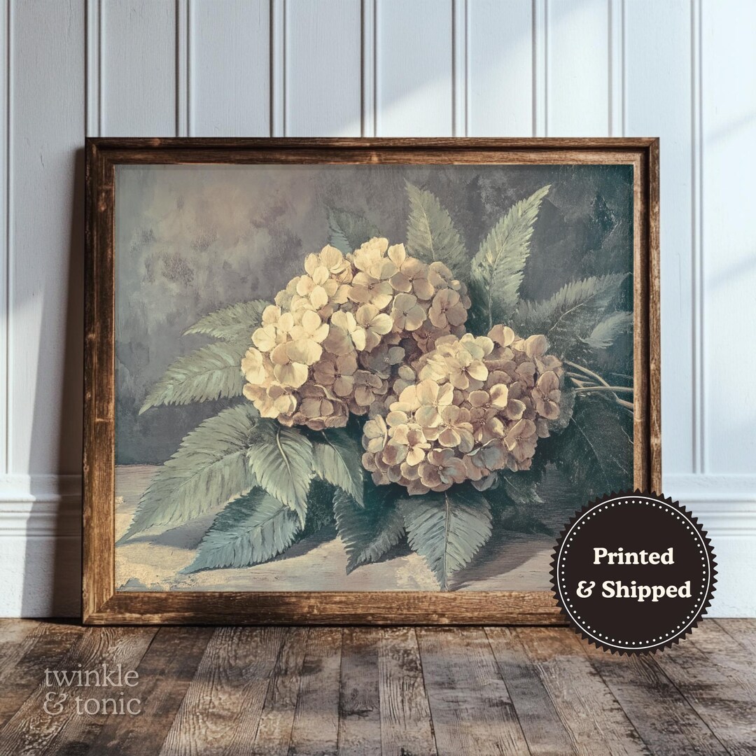 Vintage Hydrangea Art, Flower Dark Academia Decor, Moody Cottagecore ...