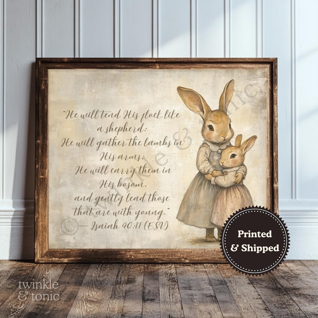 Bible Verse Art, Bunny Rabbit Print, Kids Room Decor, Baby Nursery ...