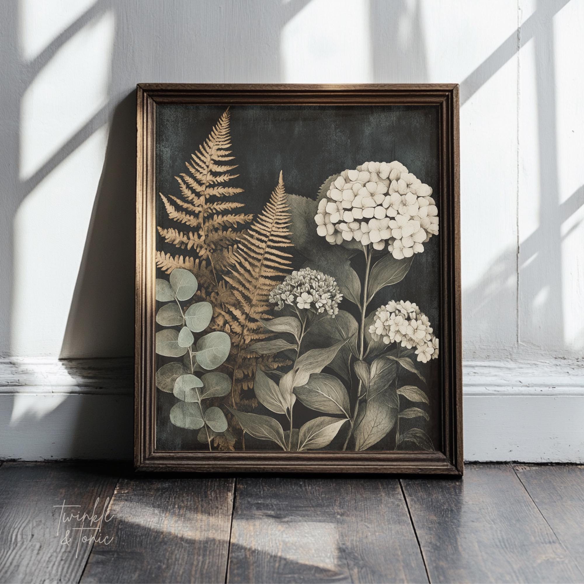 Vintage Hydrangeas Print, Dark Academia Wall Art, Farmhouse Decor ...