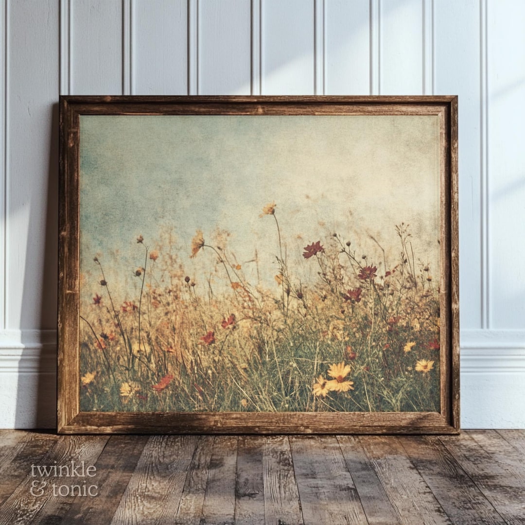 Autumn Wildflowers Print, Moody Fall Painting, Rustic Farmhouse Decor ...