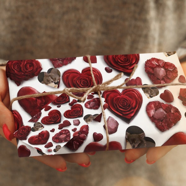 Valentinstag Geschenkpapier | Romantisches Herzmuster | Liebevolle Verpackungsidee | personalisierter mit Foto mit Herzdesign