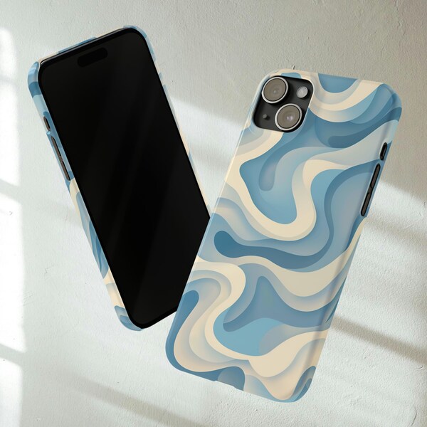 Blue Ocean iPhone Case Calm Sea Vibes Phone Cover Abstract Phone Case Wave Design Phone Cover Peaceful Phone Cover Funky Pattern iPhone Case