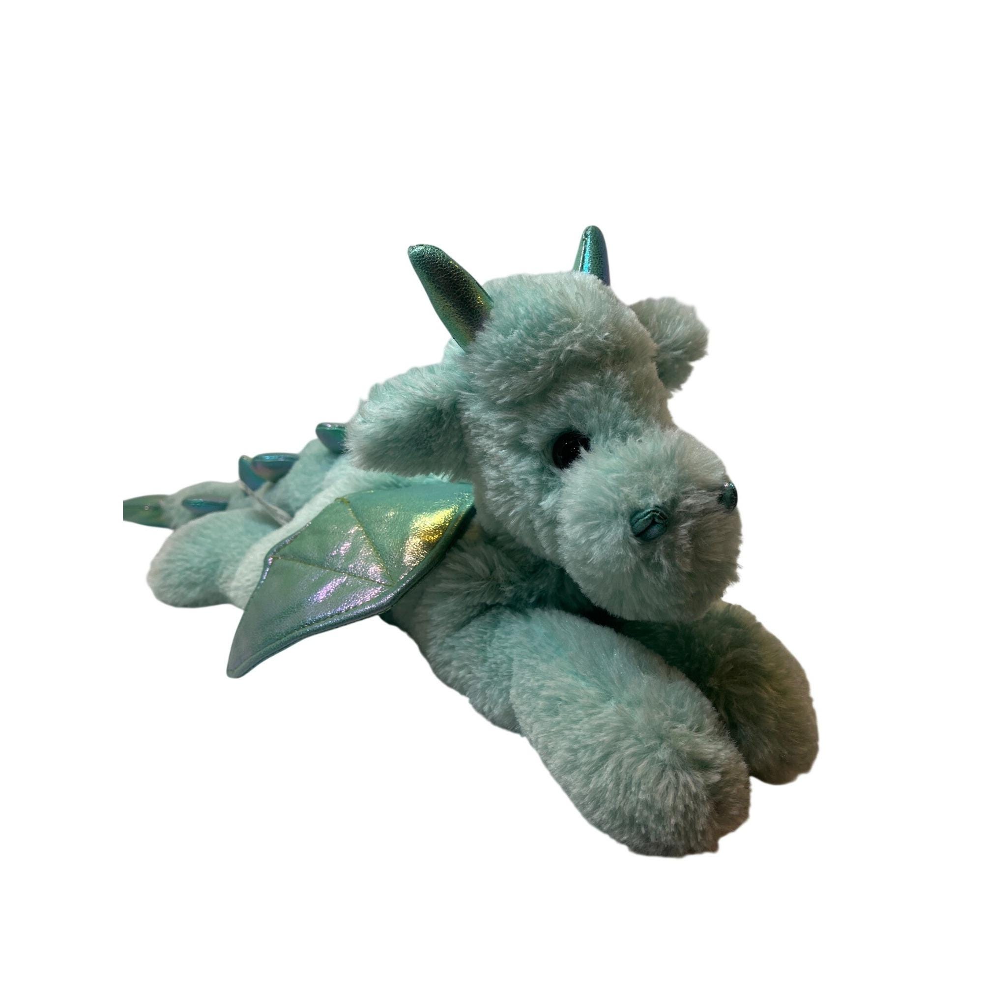 Rare FAO Schwarz Mint Green Plush Dragon Toy With Metallic Accents
