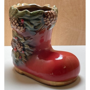 Vintage Ceramic Christmas/Santa Boot Planter
