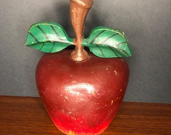 Vintage cast iron hand painted apple 7” Decor/ Door Stop