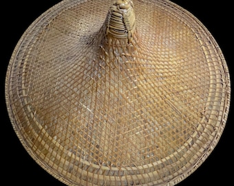 Antique Asian Hat / Chinese Hat. Woven Bamboo Hat. Colonial  display picture 2