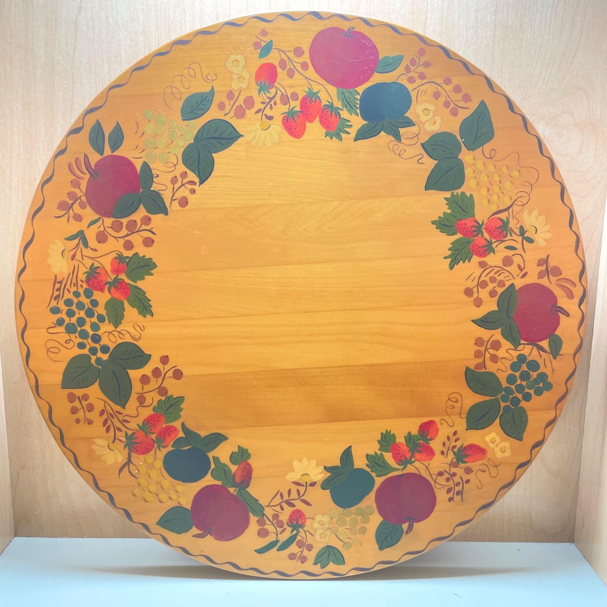 Beautiful VTG large Handmade and painted lazy Susan from Wood Mill in Vermont