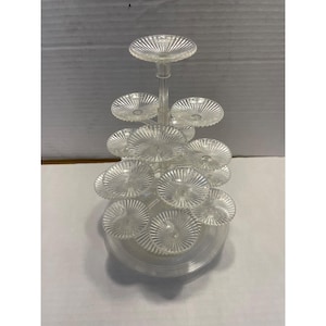 Vintage 10&quot; Chadwick Revolving Serving Tree Clear Plastic 24 Tray Display