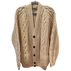 BLARNEY WOOLLEN MILLS Fisherman Knit Vintage Wool Cardigan Sweater New