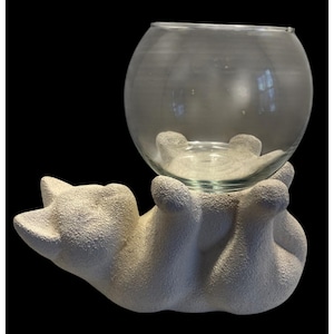 Haeger Pottery Cat and Fish Bowl
