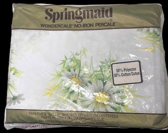 Springmaid Wondercale No-Iron Percale Twin Flat Sheet Daisy Floral