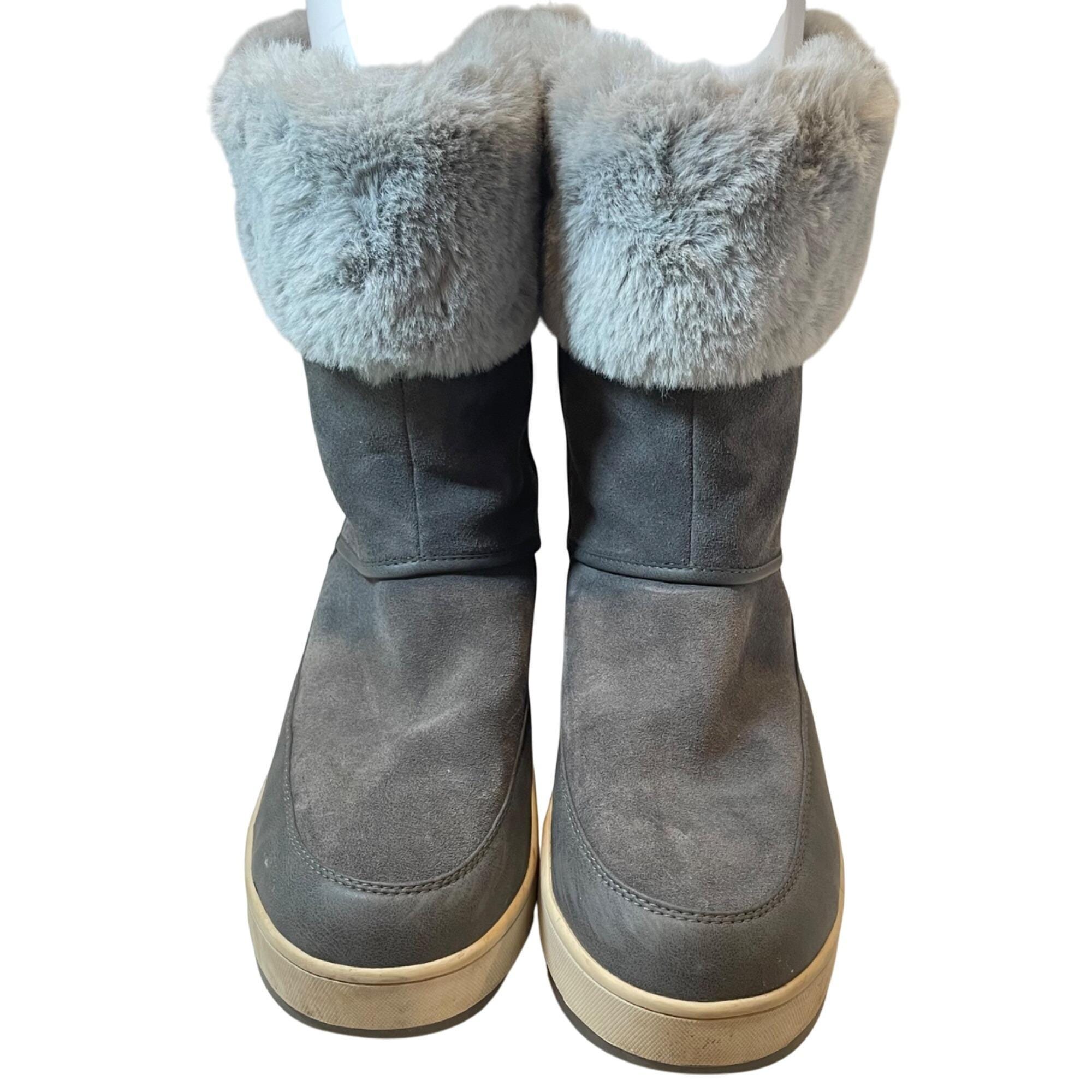 Koolaburra by UGG Womens Gray Faux Fur-lined Suede Winter Boots