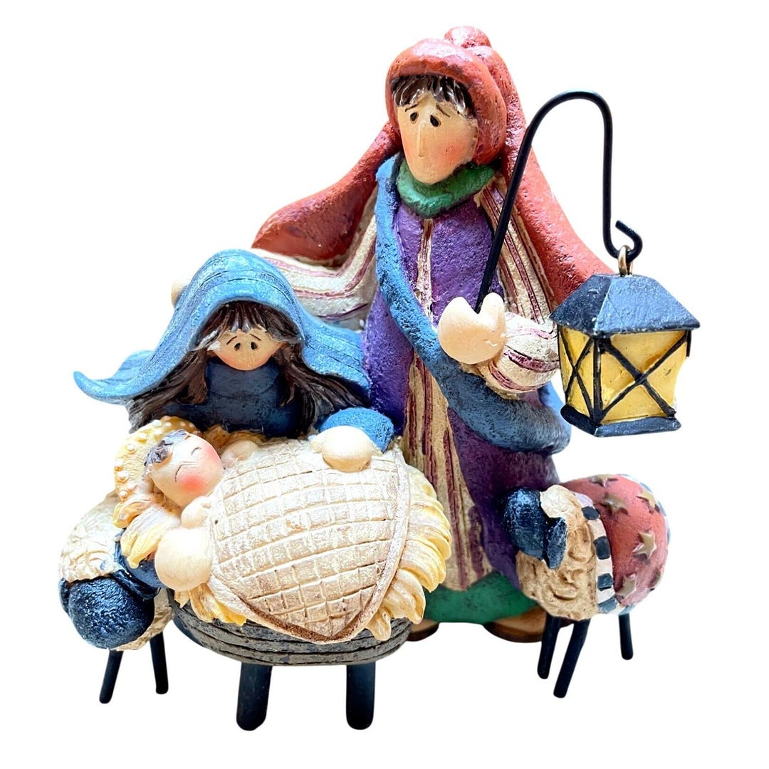 Nativity Scene Figurine With Holy Family Baby Jesus & Sheep by Crazy ...