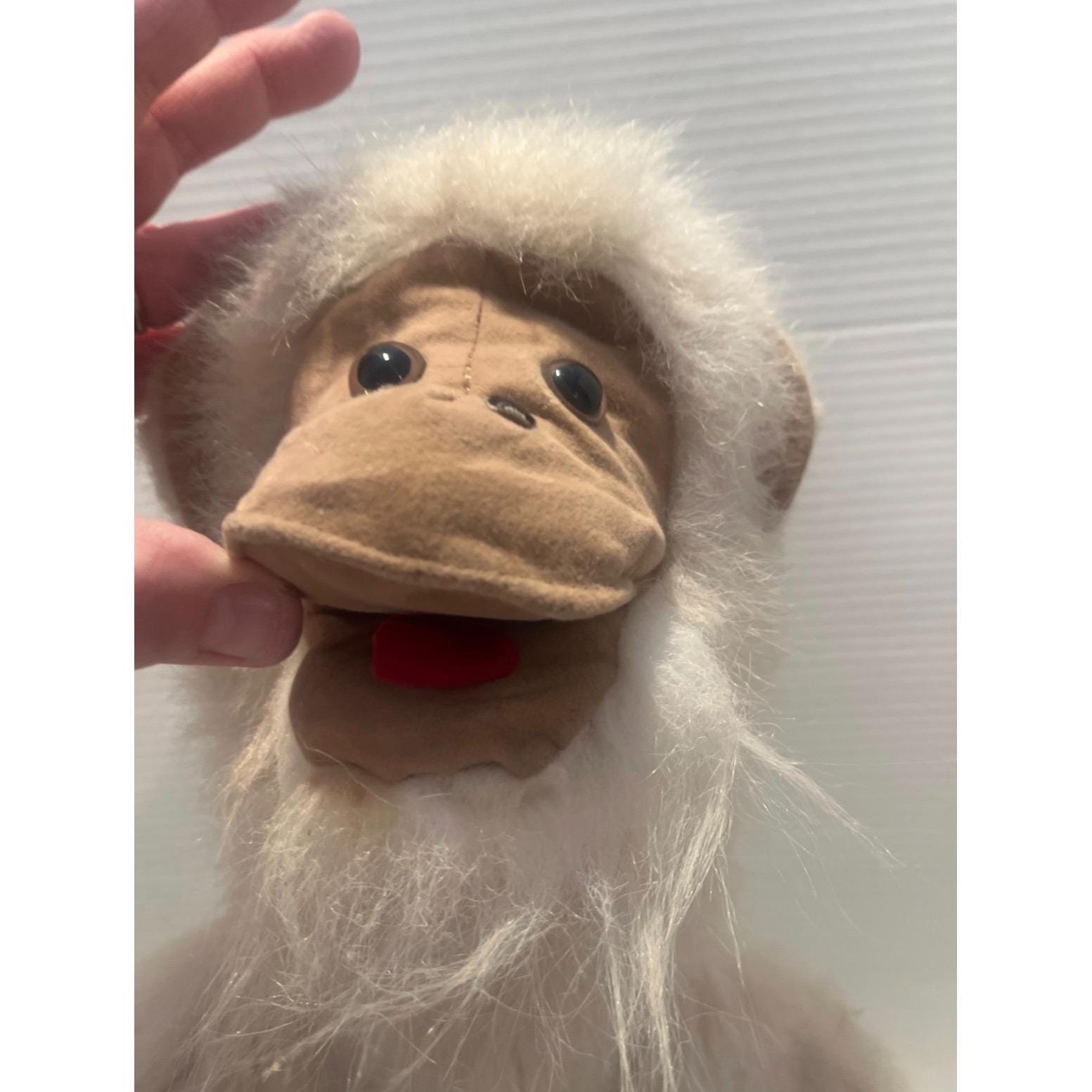 Vintage White Monkey Plush Puppet With Poseable Arms & Legs Faux