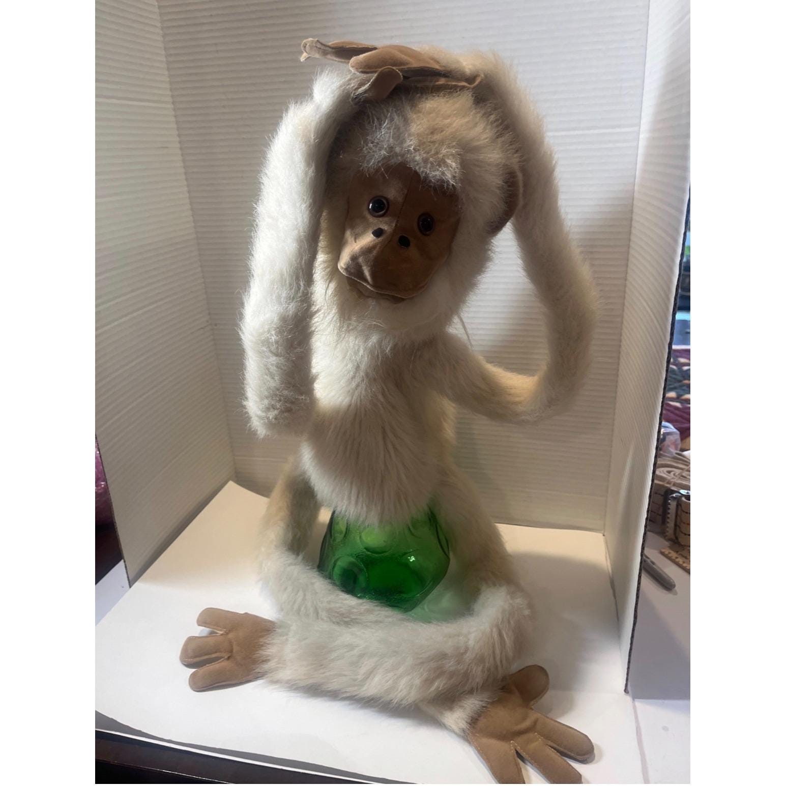 Vintage White Monkey Plush Puppet With Poseable Arms & Legs Faux