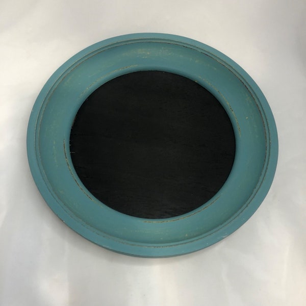 Vintage Wooden Round Frame 9” blue