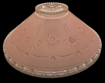 Vintage Art Deco Ceiling Light Fixture Cover Lamp Shade Frosted Pink Glass 10.5"