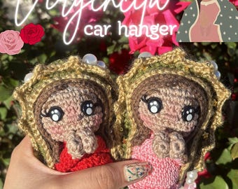 Crochet Virgen de Guadalupe Car Hanger – Handmade Virgencita Car Charm