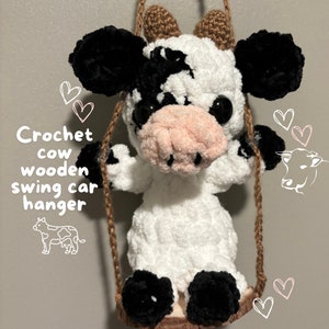 Crochet cow wooden swing car hanger