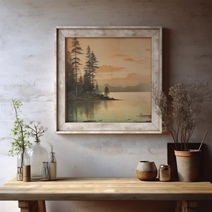 Canvas Print By The Lake Series 2 of 4 Landscape Wall Art - Perfect Gift for Hiking and Outdoor Enthusiasts