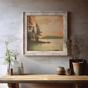 Canvas Print By The Lake Series 1 of 4 Landscape Wall Art - Perfect Gift for Hiking and Outdoor Enthusiasts