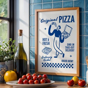 Pizza Box Wall Art - Retro Pizza Print - Funny Kitchen Decor - Pizzeria Poster - Foodie Wall Art - Vintage Pizza Lover Gift - Digital Print