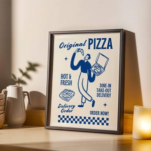 Pizza Box Wall Art - Retro Pizza Print - Funny Kitchen Decor - Pizzeria Poster - Foodie Wall Art - Vintage Pizza Lover Gift - Digital Print