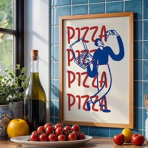 Pizza Wall Art - Modern Minimalist Pizza Print - Foodie Kitchen Decor - Modern Abstract Pizza Art - Pizzeria Poster - Digital Download