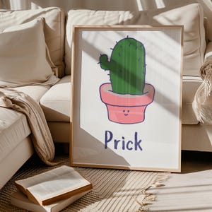Prick Kaktus Druck, Plant Pun Wandkunst, Kaktus Poster, minimalistischer Kunstdruck, druckbares Poster, digitaler Download