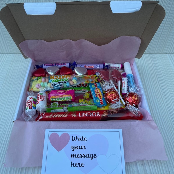 Love letter box - Chocolate & Retro Sweets, Sweet Hamper, Personalised - Husband - Wife - Love - Boyfriend - Girlfriend - Fiancé - Fiancée
