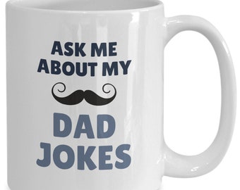 Dad mug blue- gifts for fathers day, fathers day gifts, gifts for dad-ask me about my dad jokes